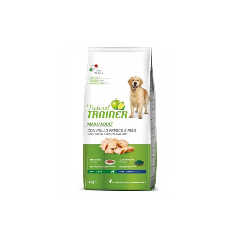 Natural Trainer - Cane Adult Maxi con Pollo Fresco e Riso da 12 kg