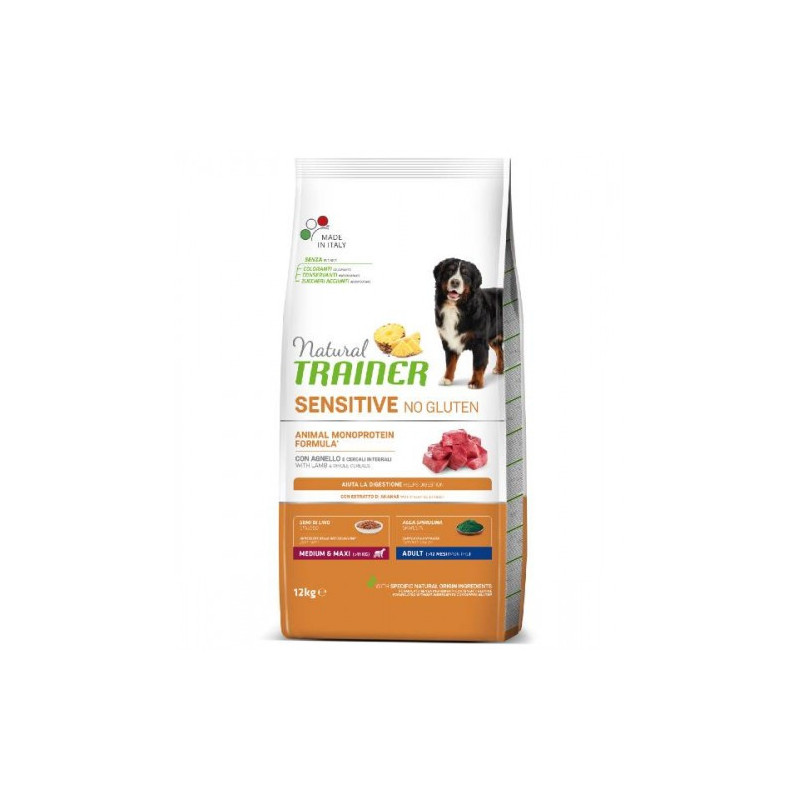 Natural Trainer - Sensitive No Gluten Adult Medium/Maxi con Agnello da 12 Kg
