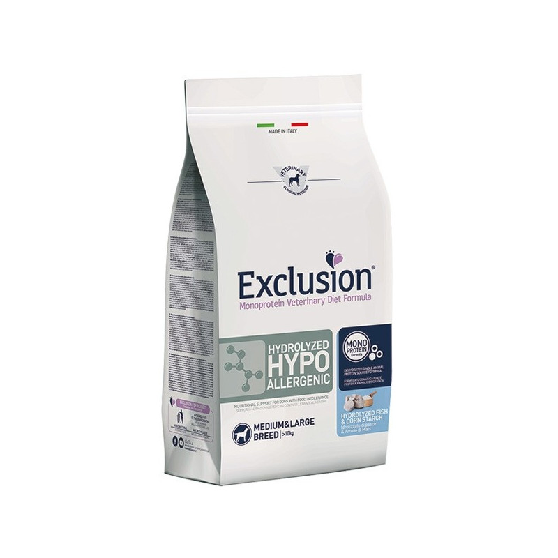Exclusion Diet Hypoallergenic per Cani Taglia Medium/Large Pesce e Mais 2kg