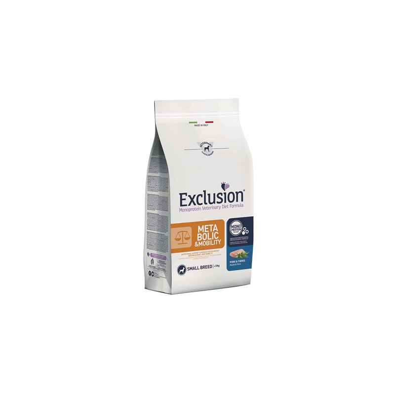 Exclusion Dog Metabolic & Mobility Crocchette Maiale e Fibre per Cani Adulti Taglia Piccola 2kg