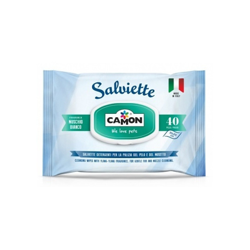 Camon Salviette Detergenti Muschio Bianco Cane/Gatto 40pz.